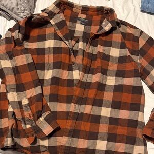 Plaid Flannel Shirt in Brown and Orange